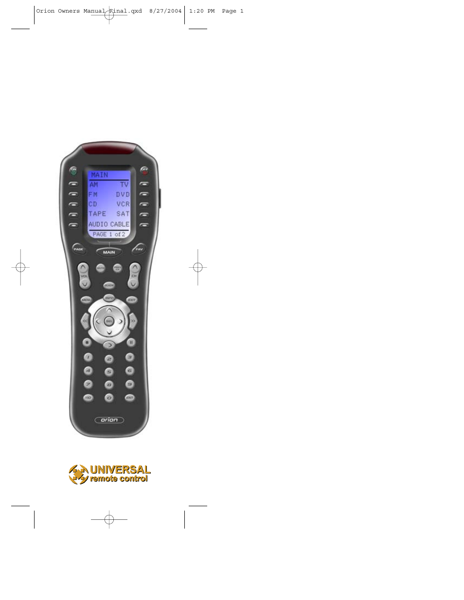 Universal Remote Control (URS) MX-850 User Manual | 9 pages