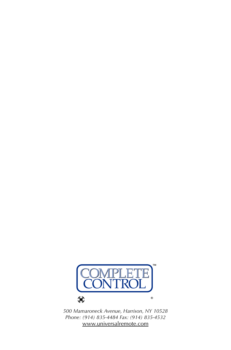 Complete, Control complete | Universal Remote Control (URS) MX-810 User Manual | Page 20 / 20
