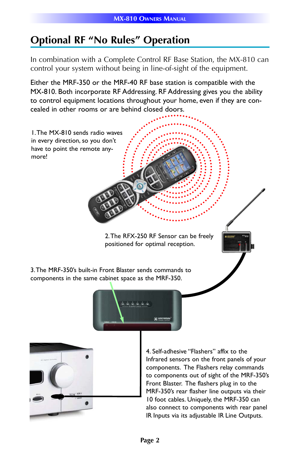 Optional rf “no rules” operation | Universal Remote Control (URS) MX-810 User Manual | Page 5 / 20