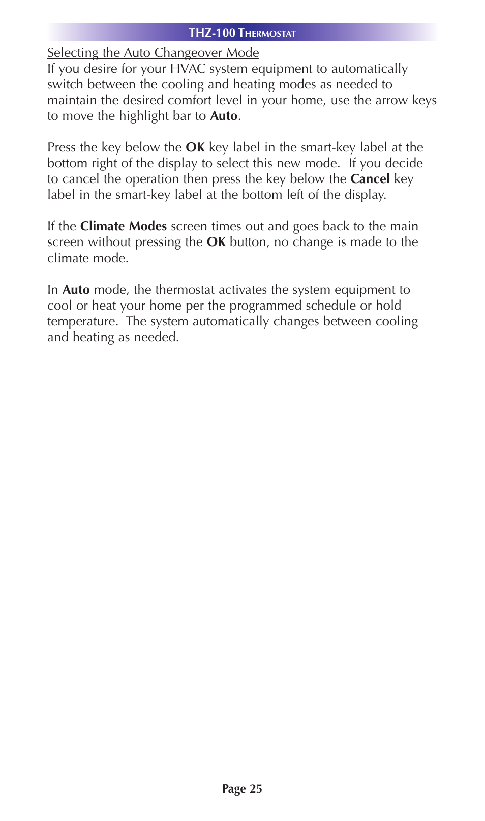 Universal Remote Control (URS) Thermostat THZ-100 User Manual | Page 25 / 49
