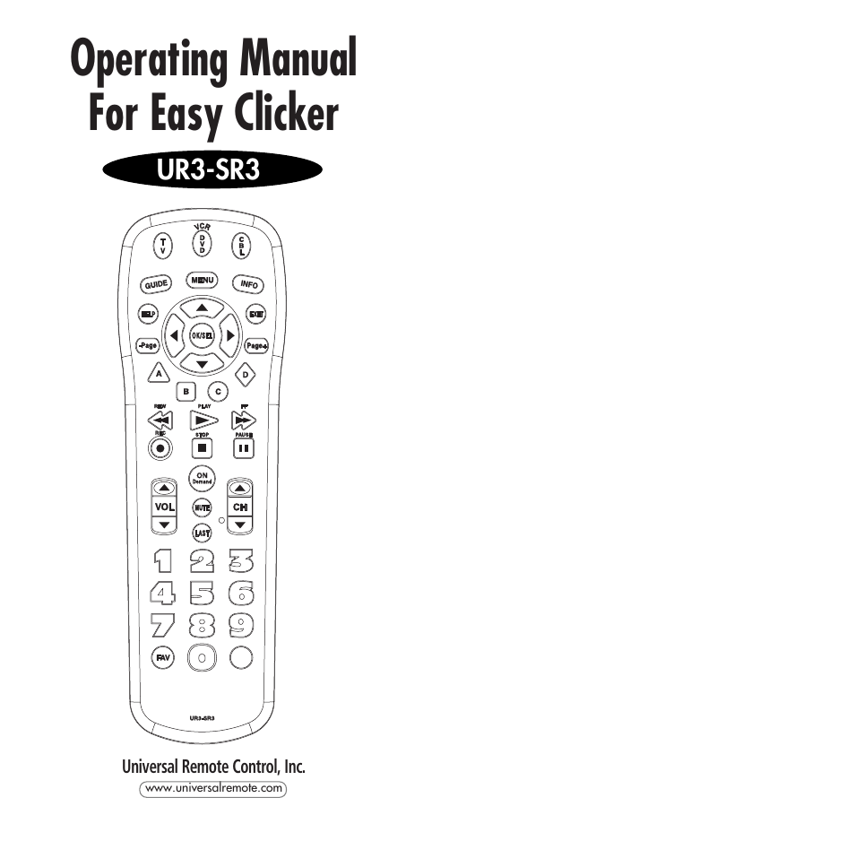 Universal Remote Control (URS) Easy Clicker OCE-0009D User Manual | 13 pages