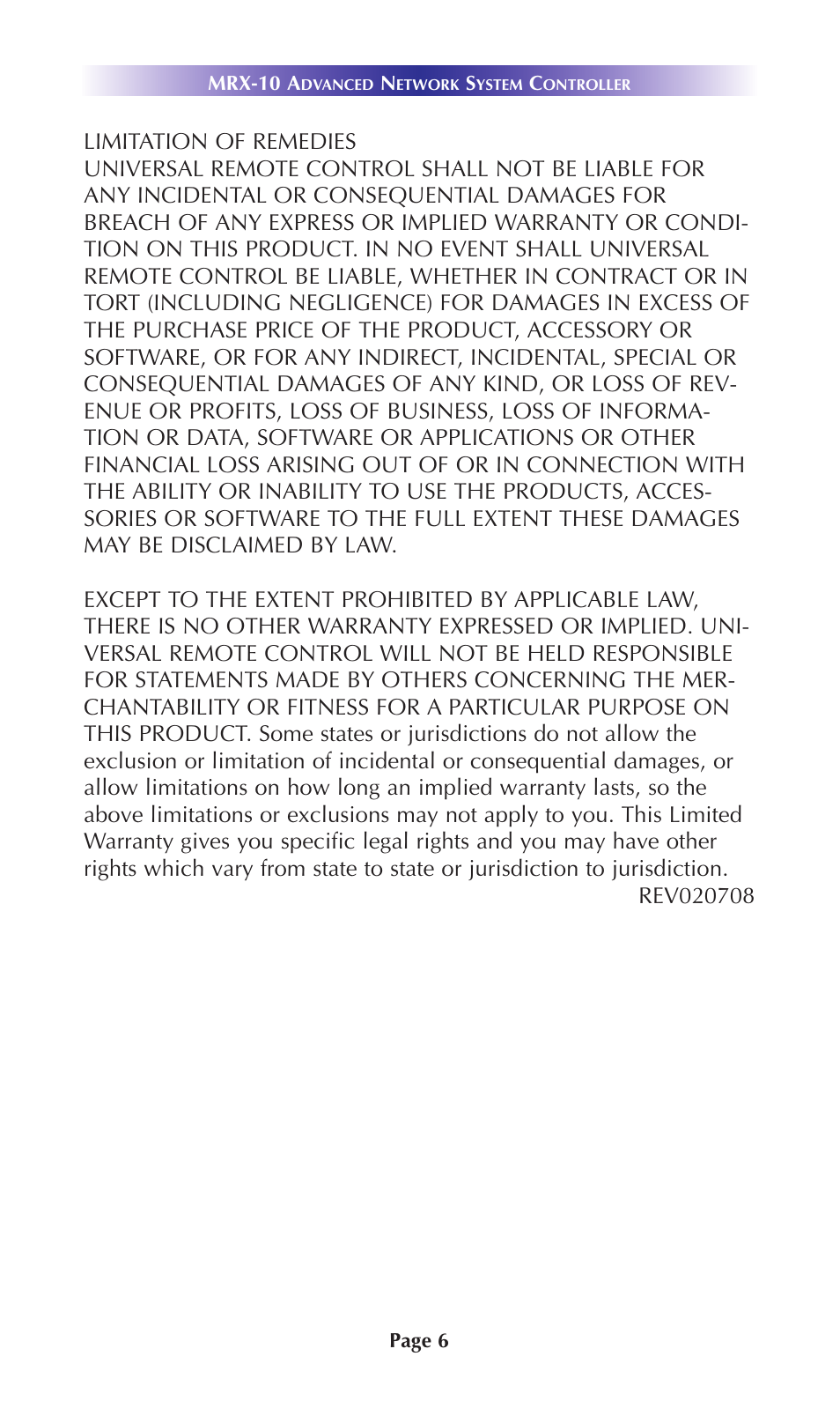 Universal Remote Control (URS) Advanced Network System Controller MRX-10 User Manual | Page 9 / 14