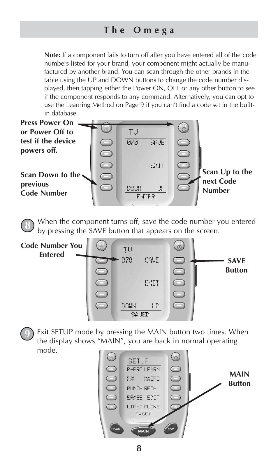 Universal Remote Control (URS) omega MX-650 User Manual | Page 10 / 60