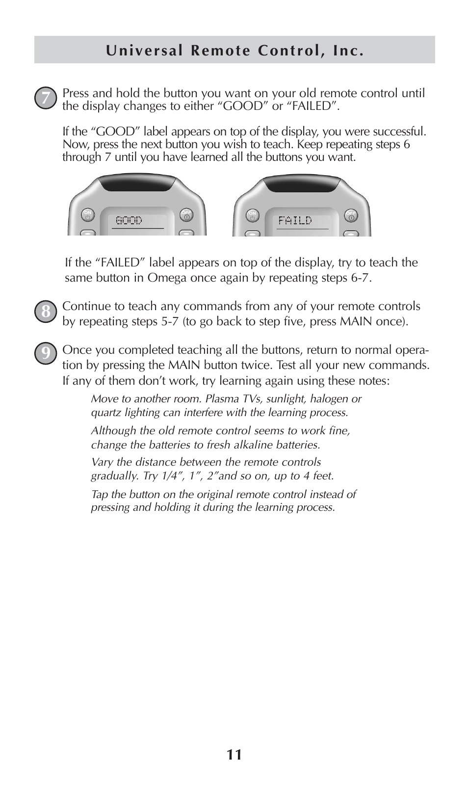 Universal Remote Control (URS) omega MX-650 User Manual | Page 13 / 60