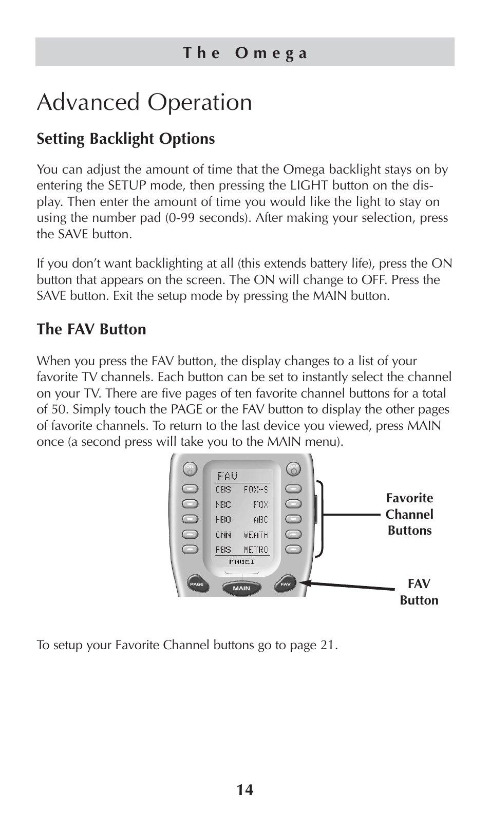 Advanced operation | Universal Remote Control (URS) omega MX-650 User Manual | Page 16 / 60