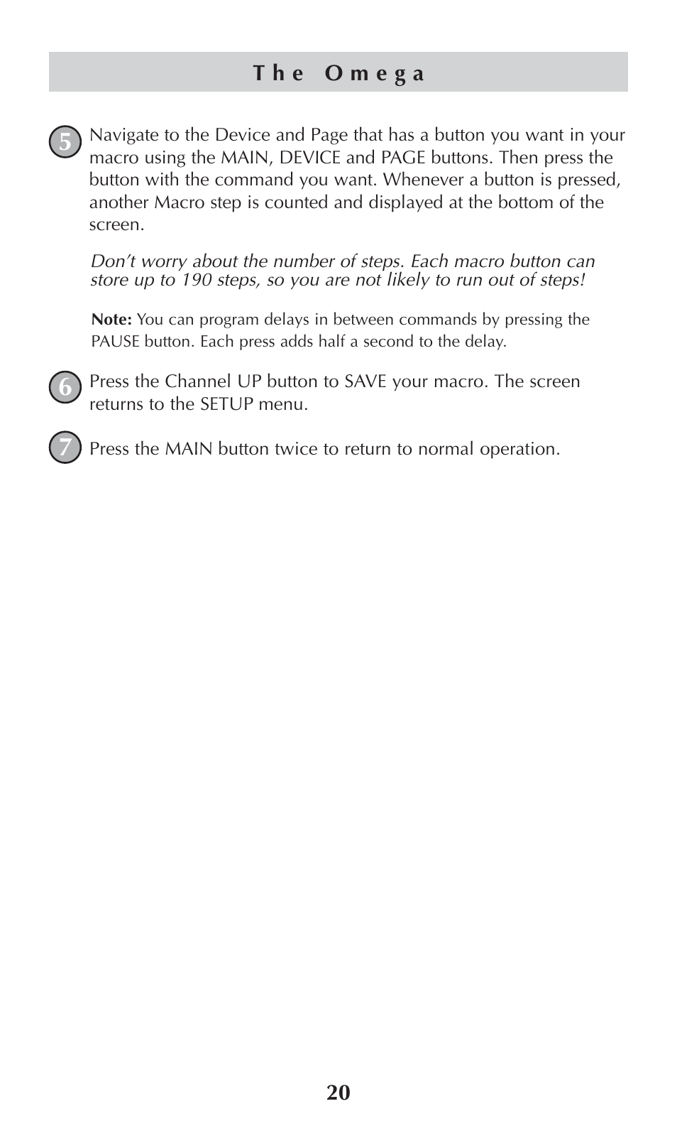 Universal Remote Control (URS) omega MX-650 User Manual | Page 22 / 60