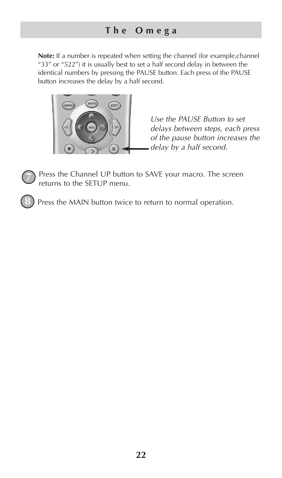 Universal Remote Control (URS) omega MX-650 User Manual | Page 24 / 60