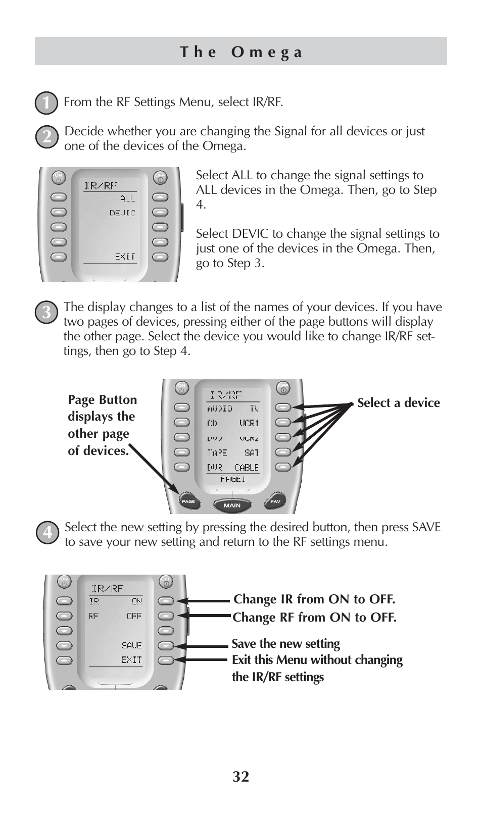 Universal Remote Control (URS) omega MX-650 User Manual | Page 34 / 60