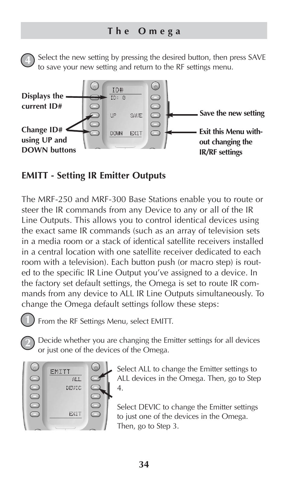 Universal Remote Control (URS) omega MX-650 User Manual | Page 36 / 60