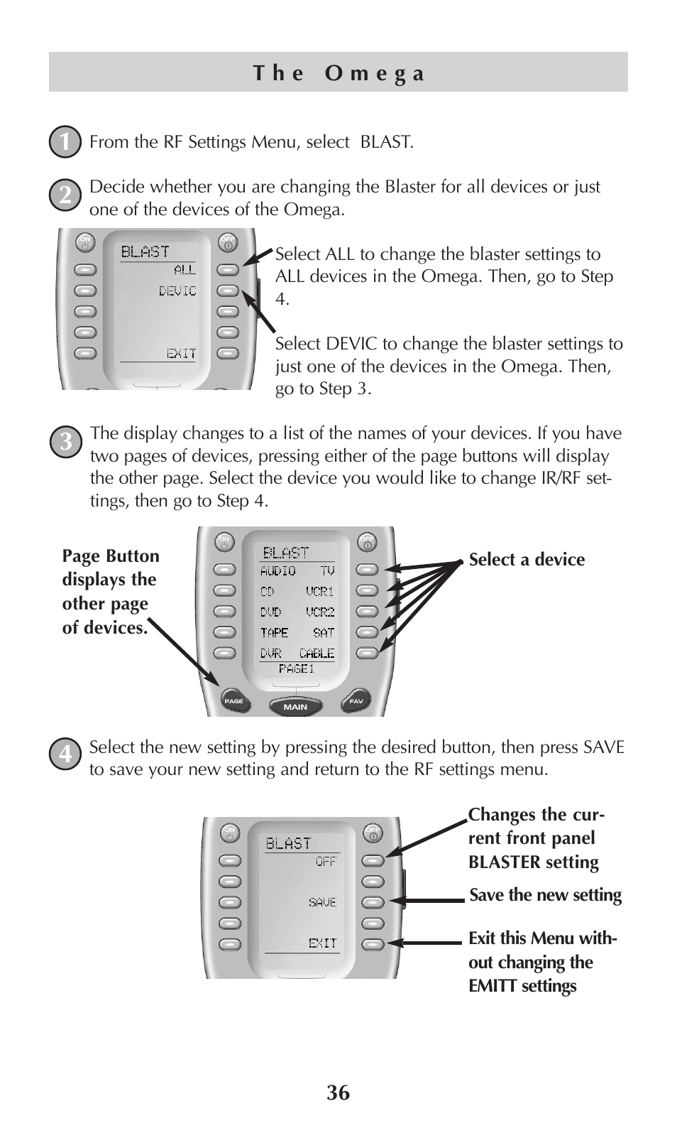 Universal Remote Control (URS) omega MX-650 User Manual | Page 38 / 60