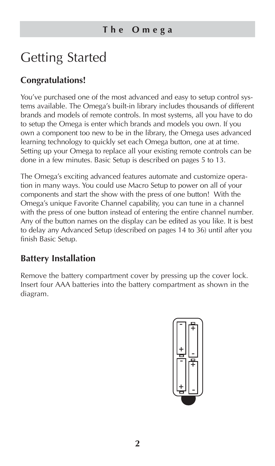 Getting started | Universal Remote Control (URS) omega MX-650 User Manual | Page 4 / 60