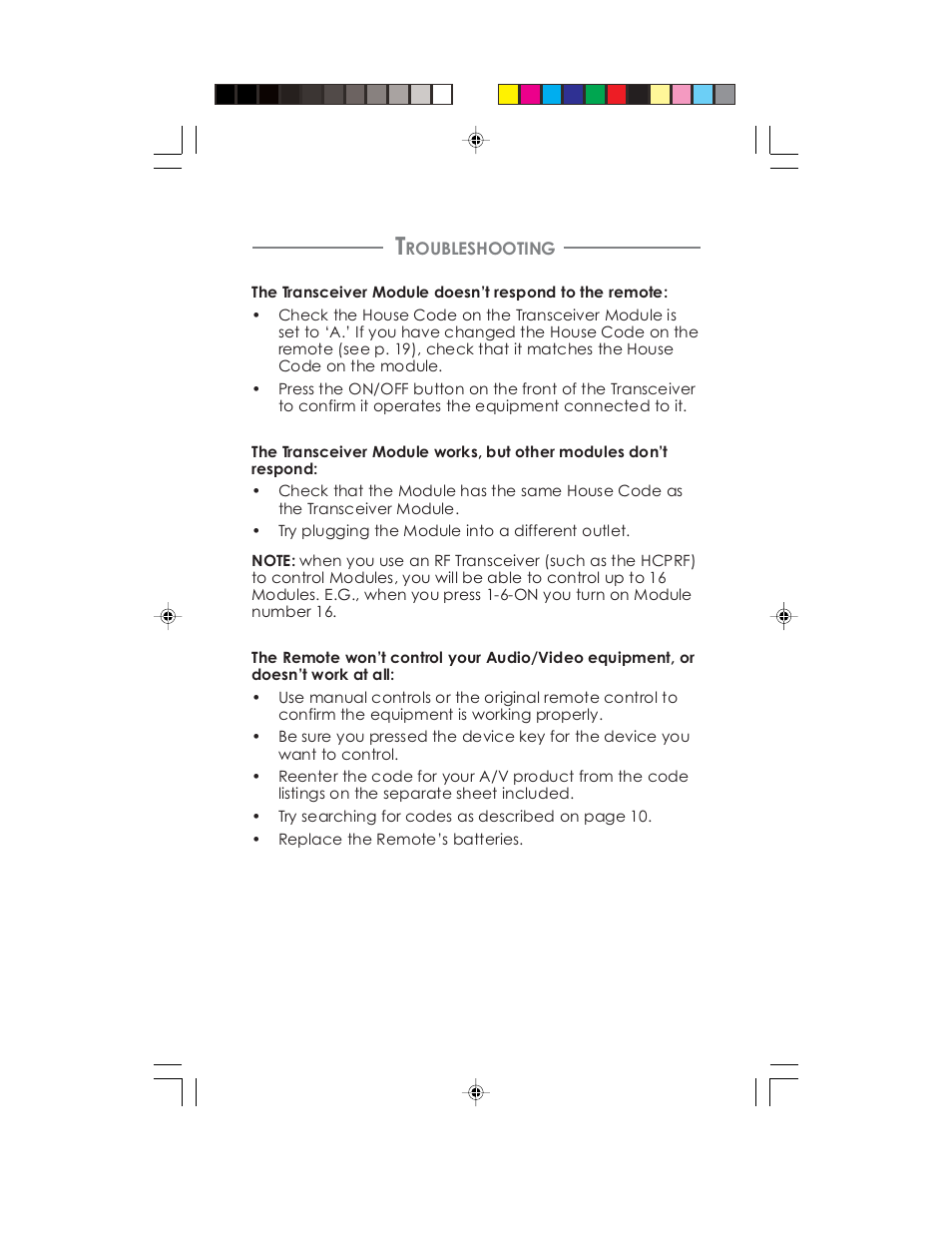 Universal Remote Control (URS) Remote control HCCUR User Manual | Page 15 / 16