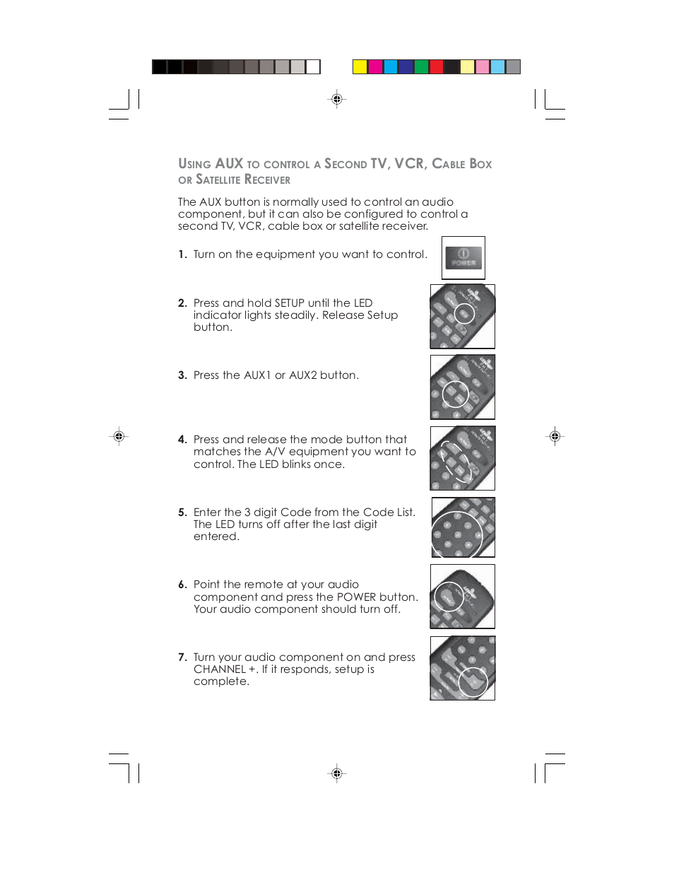 Tv, vcr, c | Universal Remote Control (URS) Remote control HCCUR User Manual | Page 9 / 16