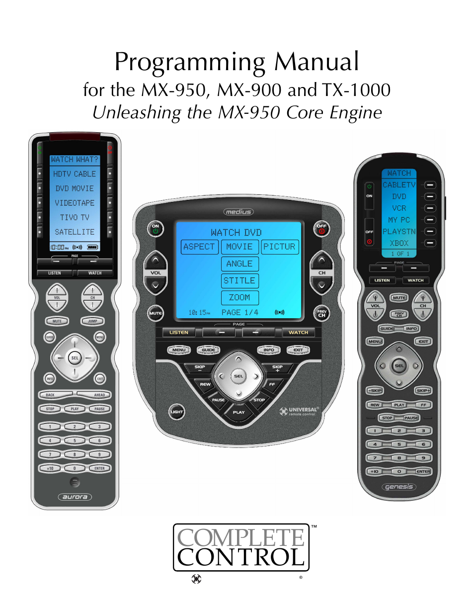 Universal Remote Control (URS) MX-950 User Manual | 44 pages