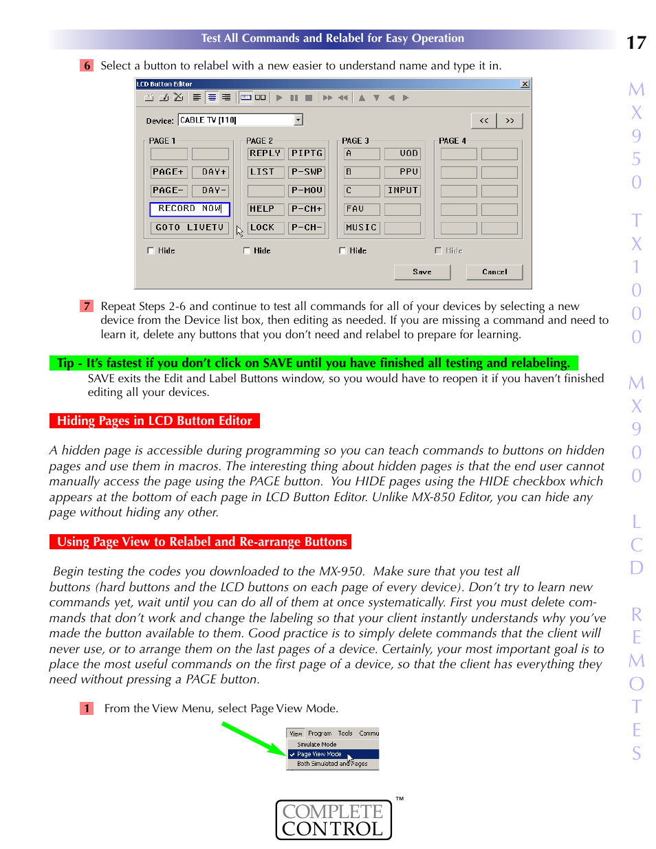 Universal Remote Control (URS) MX-950 User Manual | Page 21 / 44