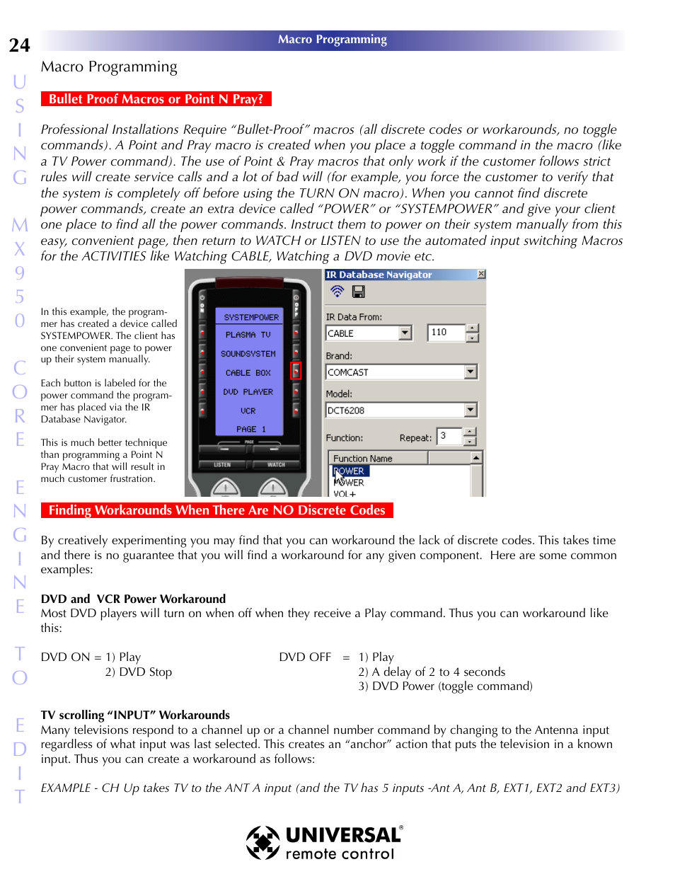 Macro programming, Acro, Rogramming | Bullet proof macros or point n pray | Universal Remote Control (URS) MX-950 User Manual | Page 28 / 44