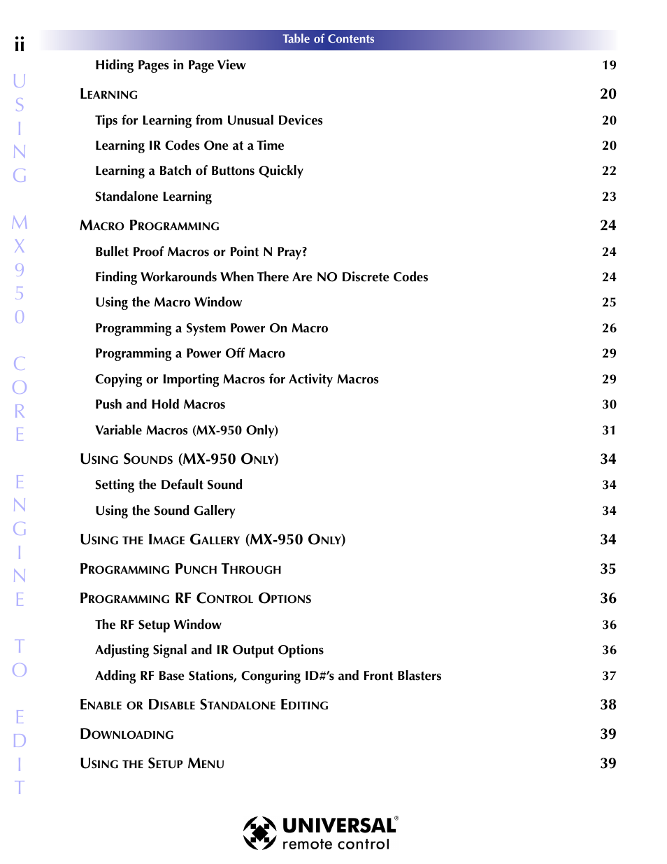 Universal Remote Control (URS) MX-950 User Manual | Page 4 / 44
