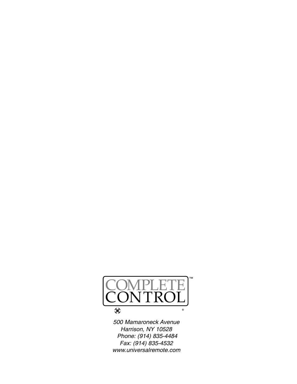 Complete control | Universal Remote Control (URS) MX-950 User Manual | Page 44 / 44