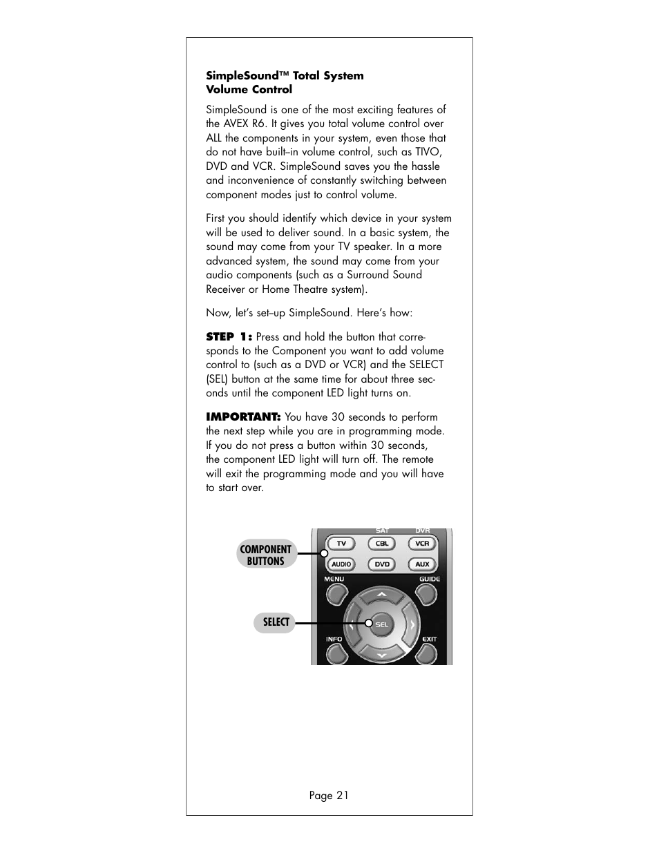 Universal Remote Control (URS) R6 User Manual | Page 21 / 41