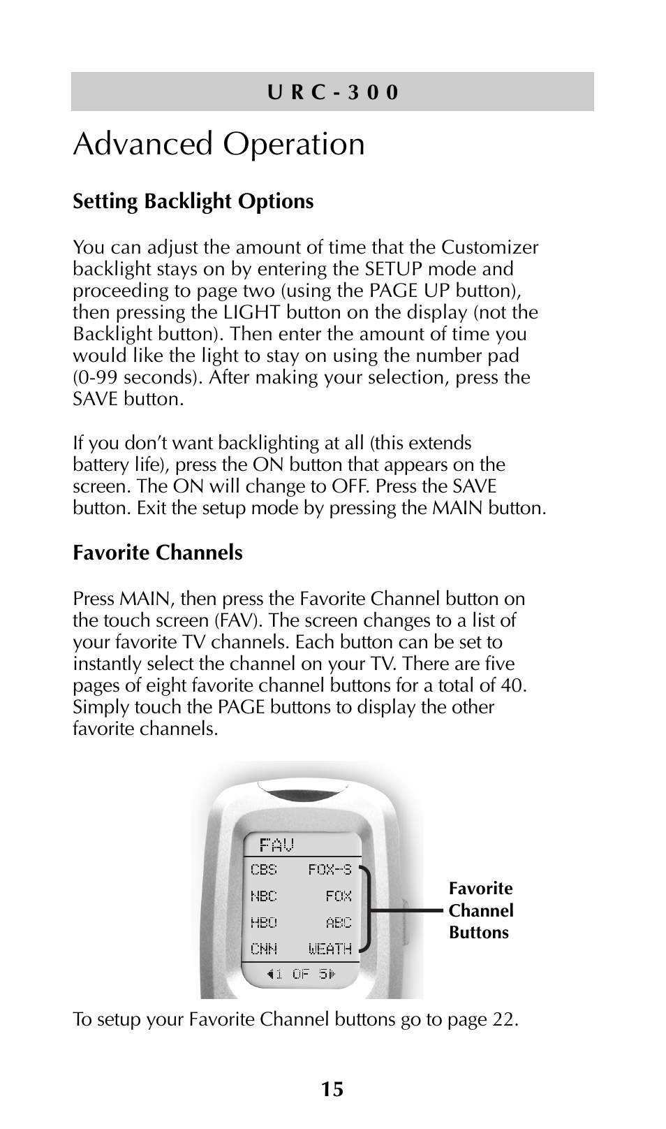 Advanced operation | Universal Remote Control (URS) URC-300 User Manual | Page 17 / 56