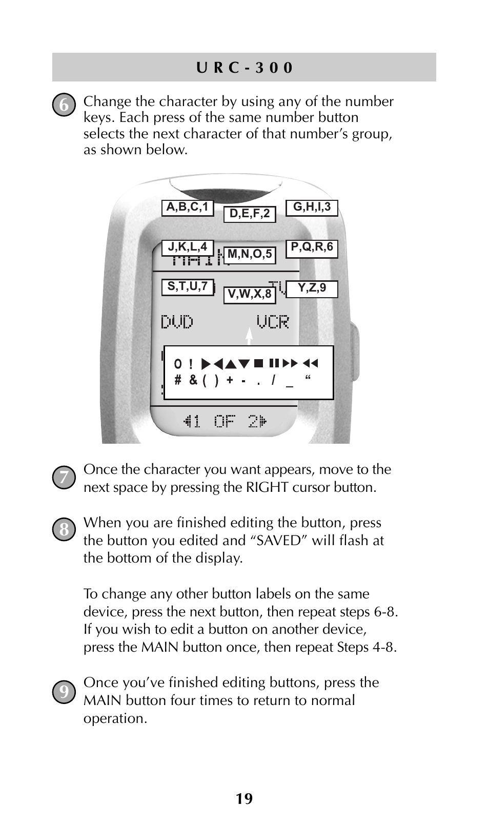 Universal Remote Control (URS) URC-300 User Manual | Page 21 / 56