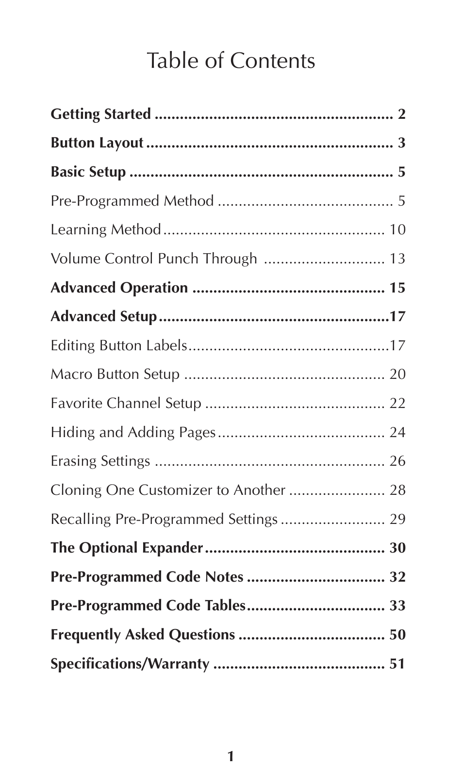 Universal Remote Control (URS) URC-300 User Manual | Page 3 / 56