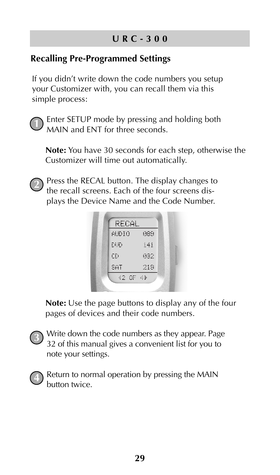 Universal Remote Control (URS) URC-300 User Manual | Page 31 / 56