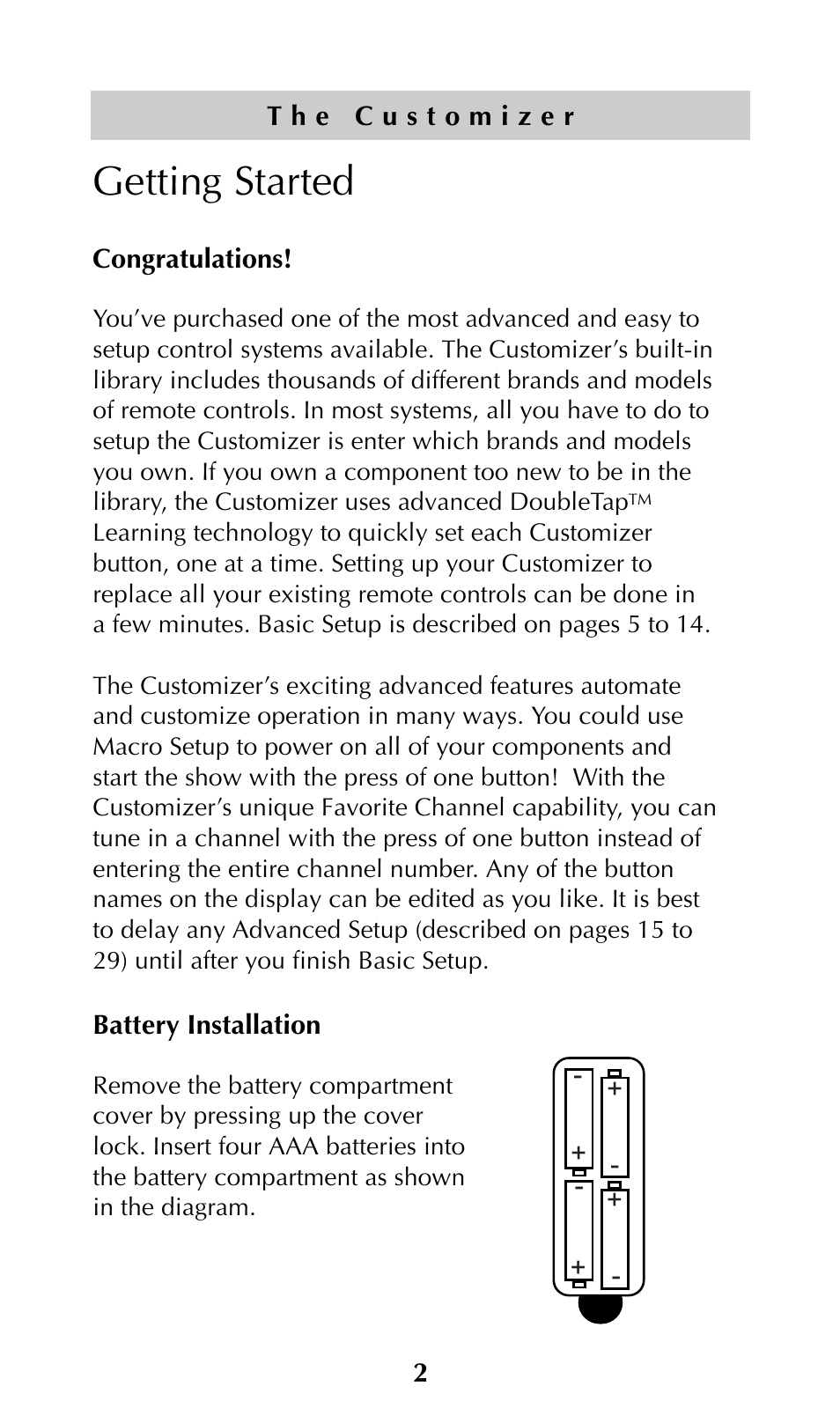 Getting started | Universal Remote Control (URS) URC-300 User Manual | Page 4 / 56