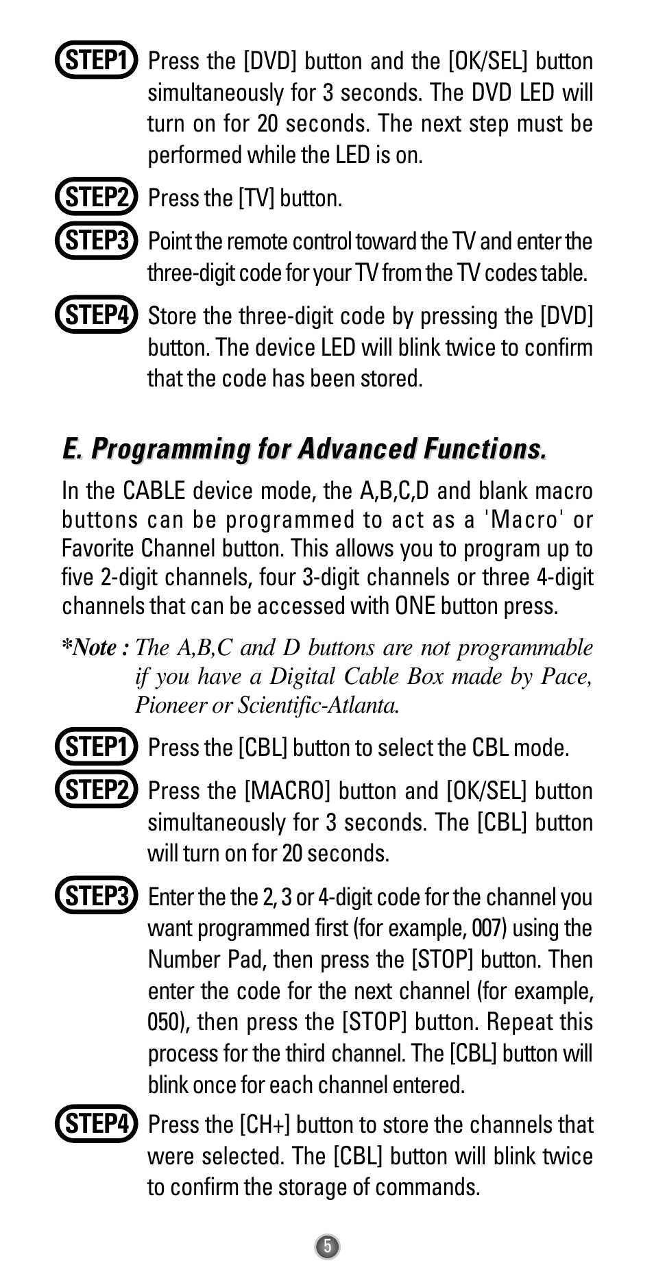 E. pr | Universal Remote Control (URS) Easy Clicker UR3-SR3 User Manual | Page 7 / 24
