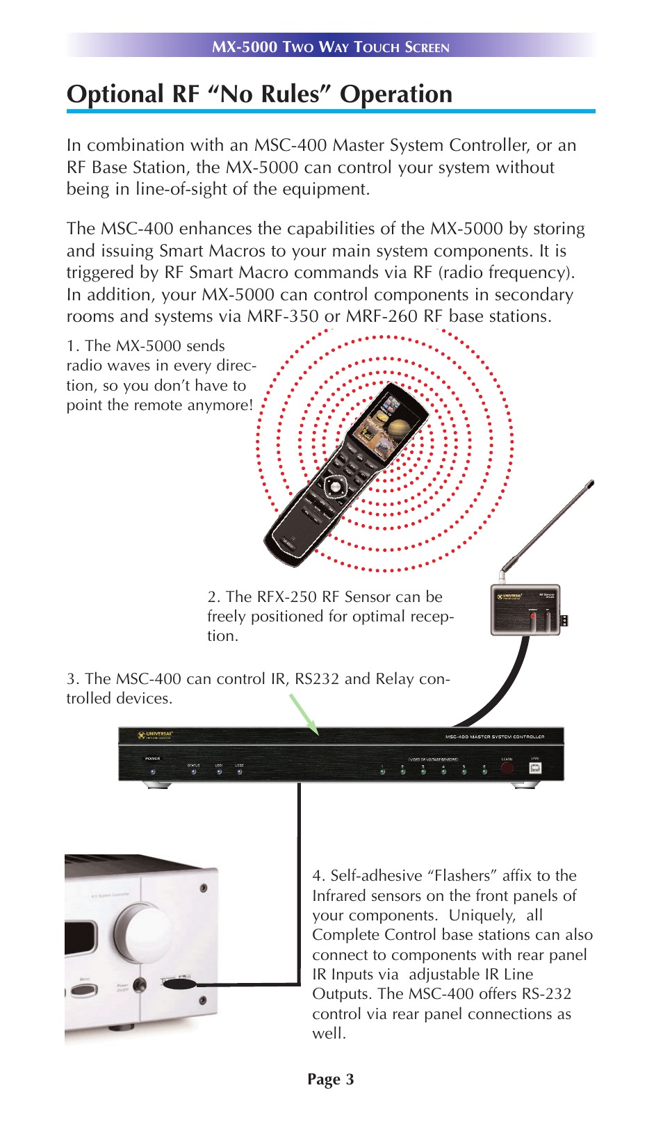 Optional rf “no rules” operation | Universal Remote Control (URS) MX-5000 User Manual | Page 6 / 20