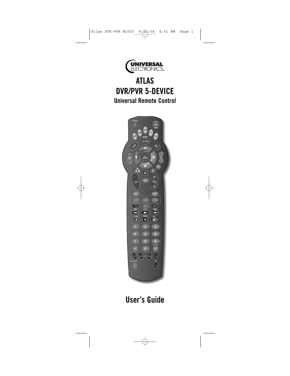 Universal Remote Control (URS) Atlas M1055 User Manual | 40 pages