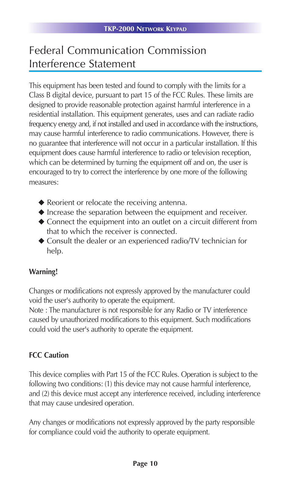 Universal Remote Control (URS) Network Keypad TKP-2000 User Manual | Page 13 / 20