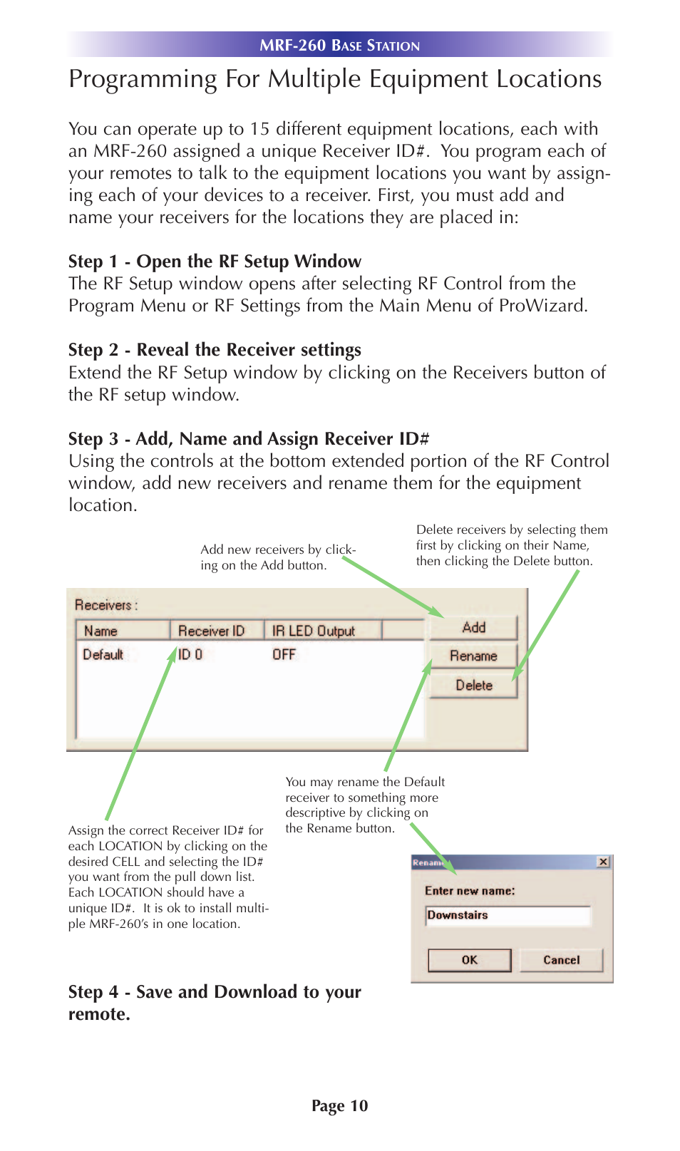 Programming for multiple equipment locations | Universal Remote Control (URS) MRF-260 User Manual | Page 13 / 16