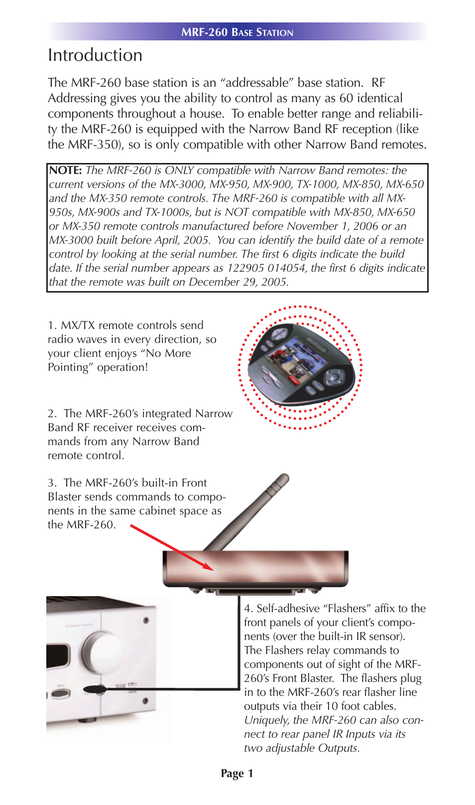 Introductio, Introduction | Universal Remote Control (URS) MRF-260 User Manual | Page 4 / 16