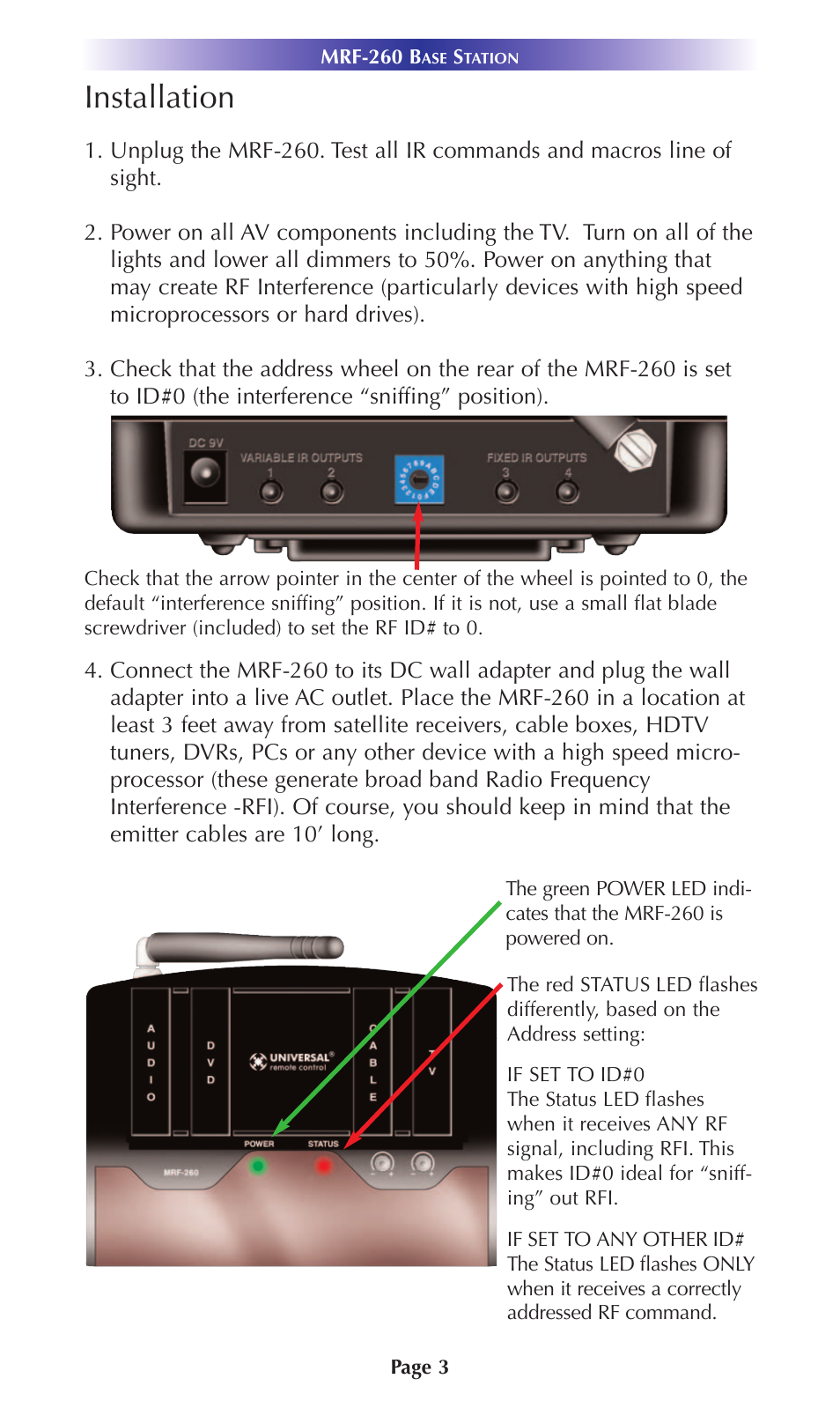 Installation | Universal Remote Control (URS) MRF-260 User Manual | Page 6 / 16