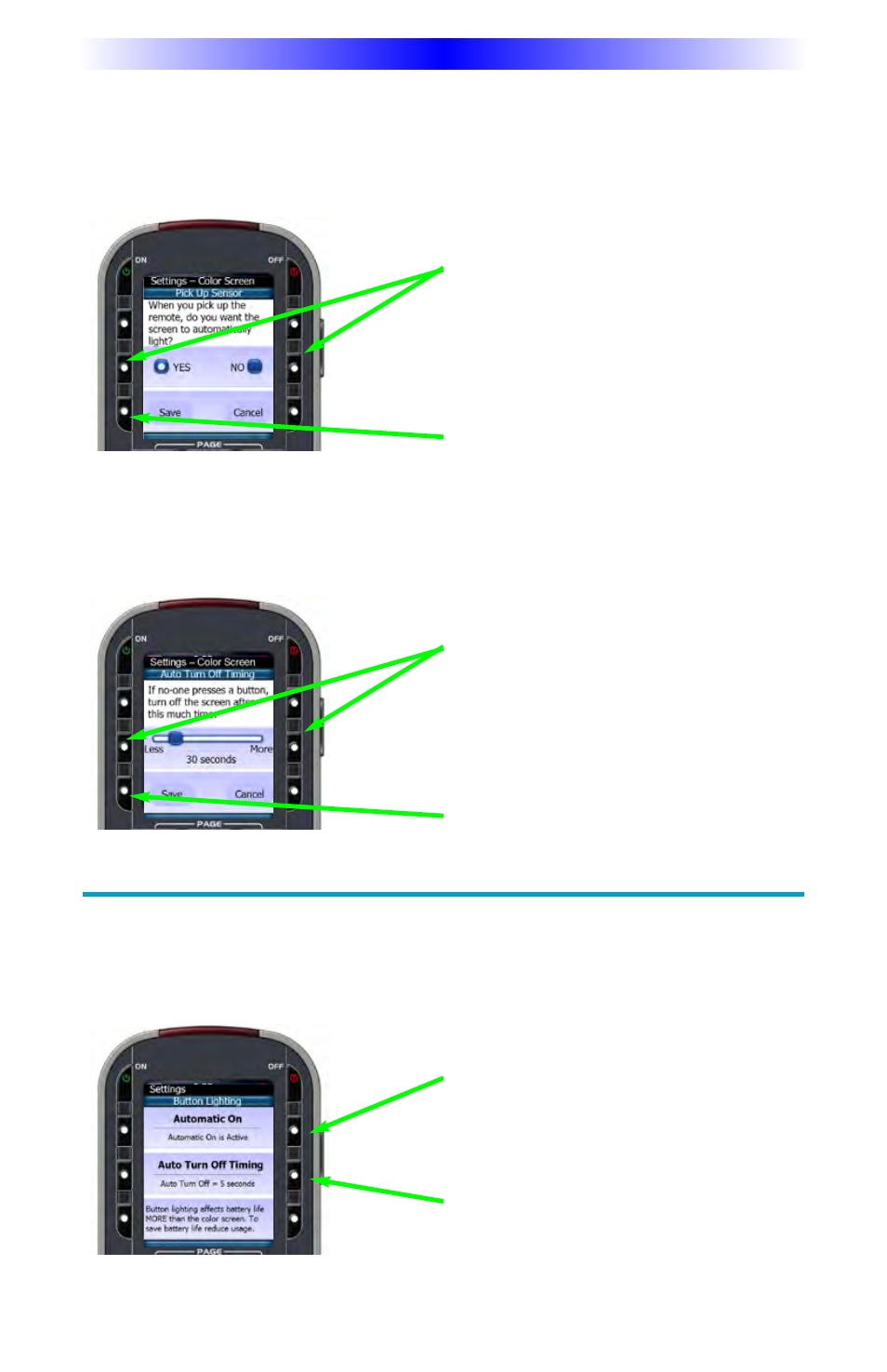 Setting the button lighting | Universal Remote Control (URS) MX-880Z User Manual | Page 12 / 20