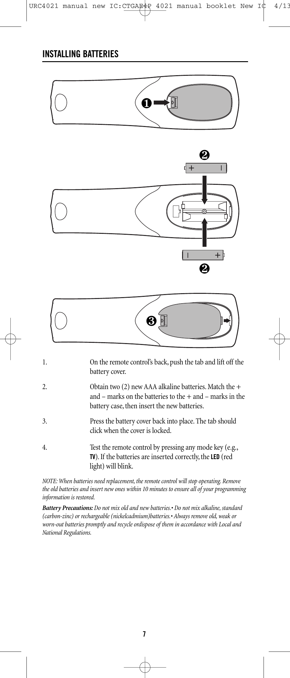 Universal Remote Control (URS) ONE FOR ALL URC 4021 User Manual | Page 7 / 23