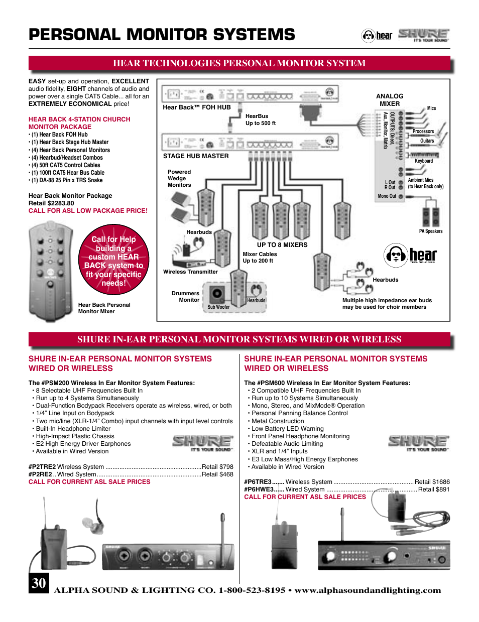 Personal monitor systems, Hear technologies personal monitor system | Ultimate Products Alpha Sound JRX118S User Manual | Page 6 / 8