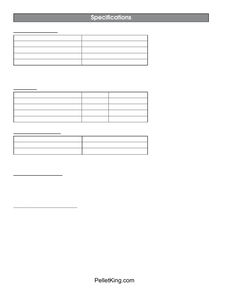 Specifications | United States Stove Company 5500/5500XL User Manual | Page 4 / 20