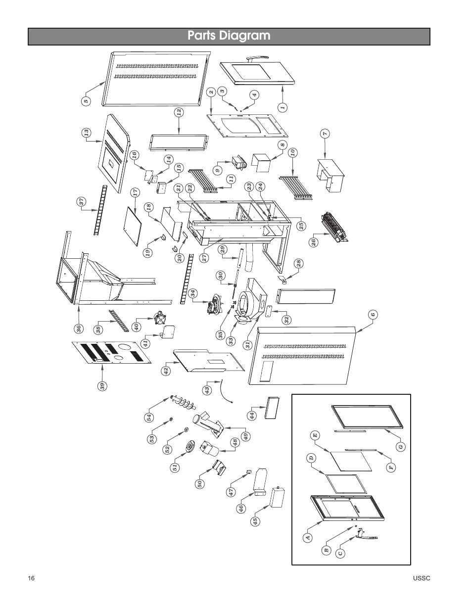 Parts diagram | United States Stove Company 58242 User Manual | Page 16 / 20