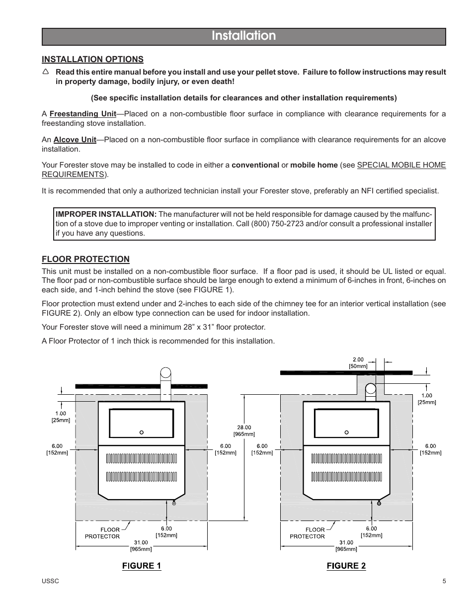 Installation | United States Stove Company 58242 User Manual | Page 5 / 20