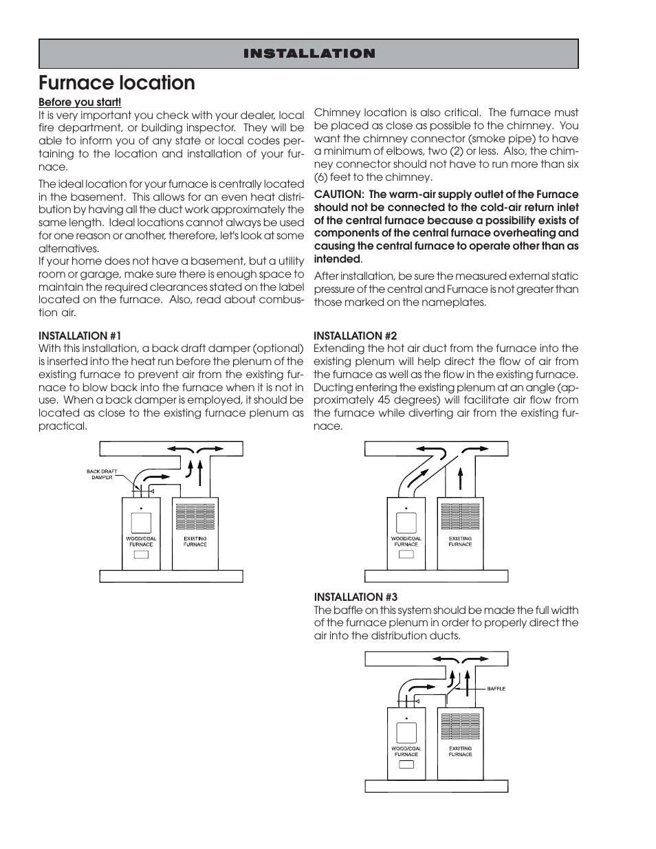 Furnace location | United States Stove Company 30A User Manual | Page 6 / 24