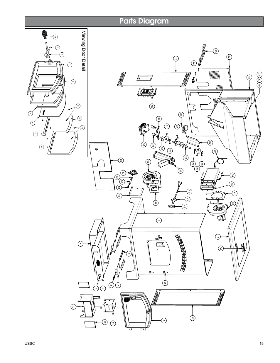 Parts diagram, Viewing door detail | United States Stove Company 5510 User Manual | Page 19 / 24