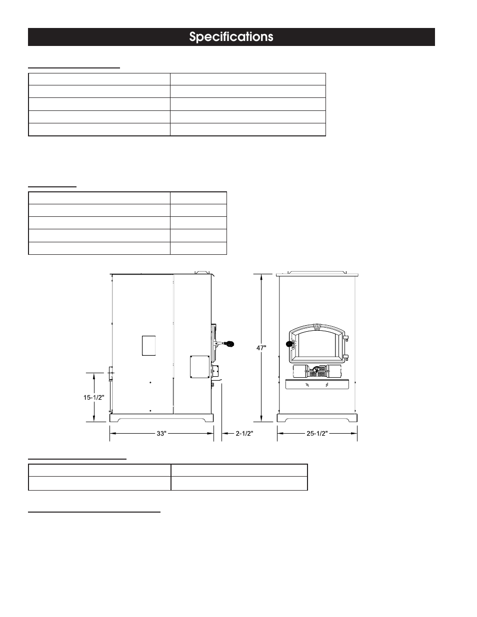 Specifications | United States Stove Company 6110 User Manual | Page 4 / 24