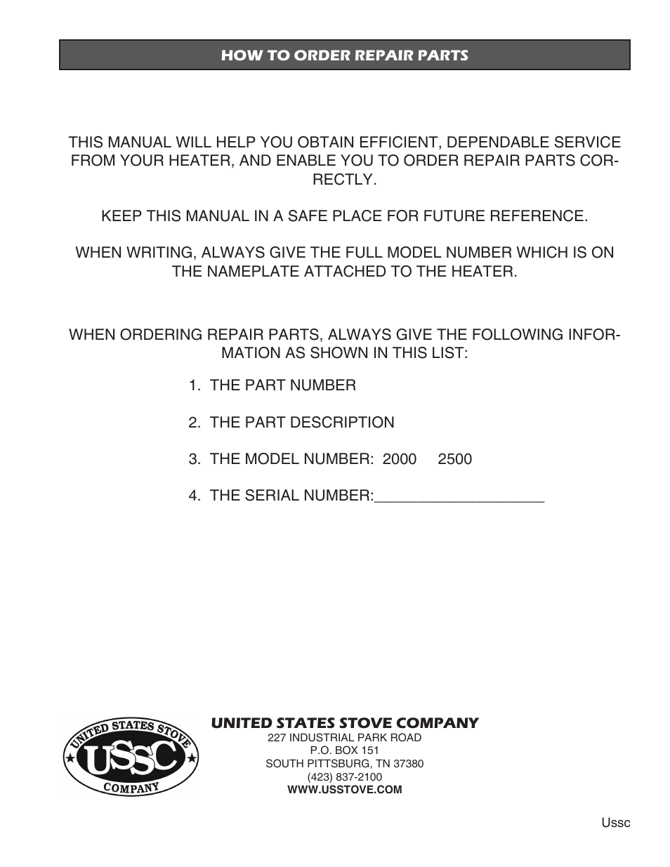 United States Stove Company 2000 User Manual | Page 20 / 20