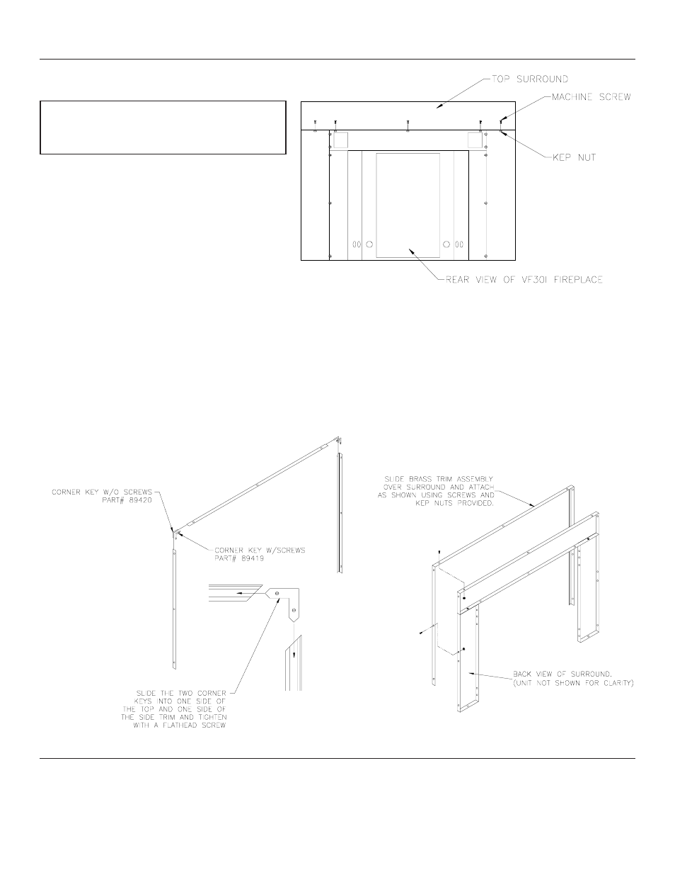 Installing top surround & brass trim | United States Stove Company VF30IN User Manual | Page 12 / 28