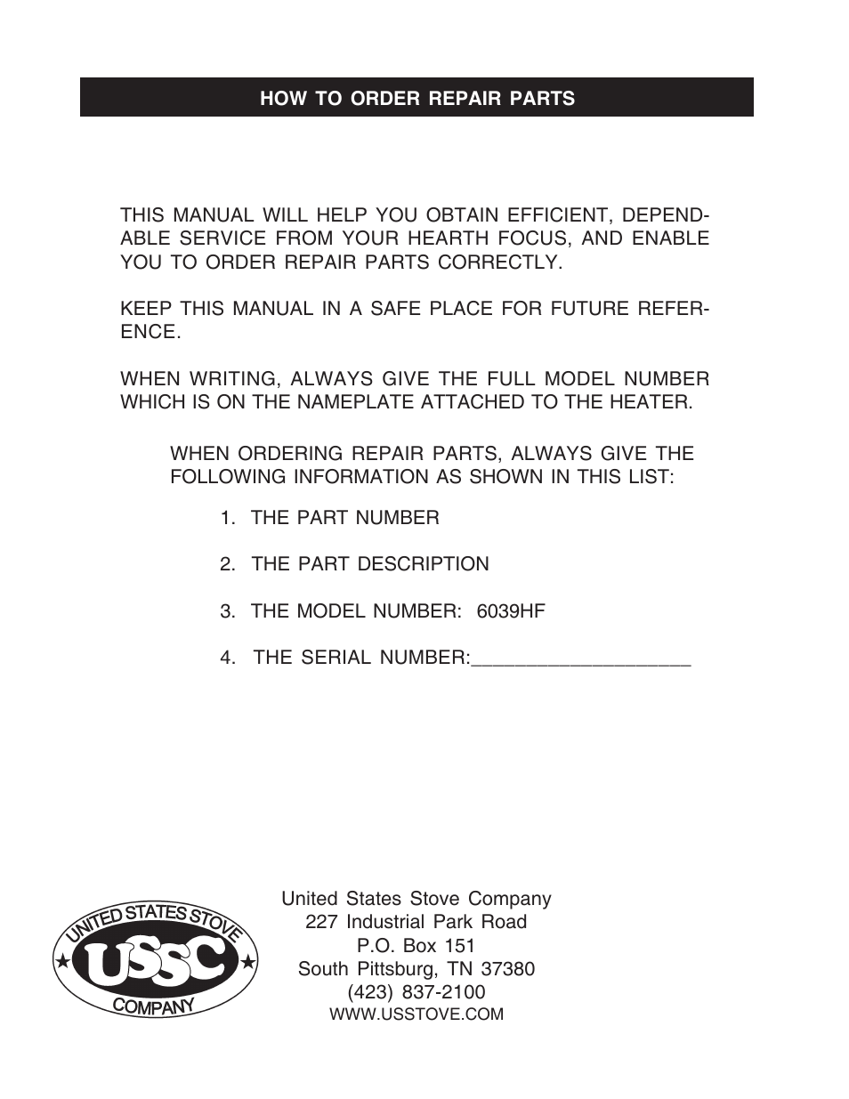 United States Stove Company 6039HF User Manual | Page 24 / 24