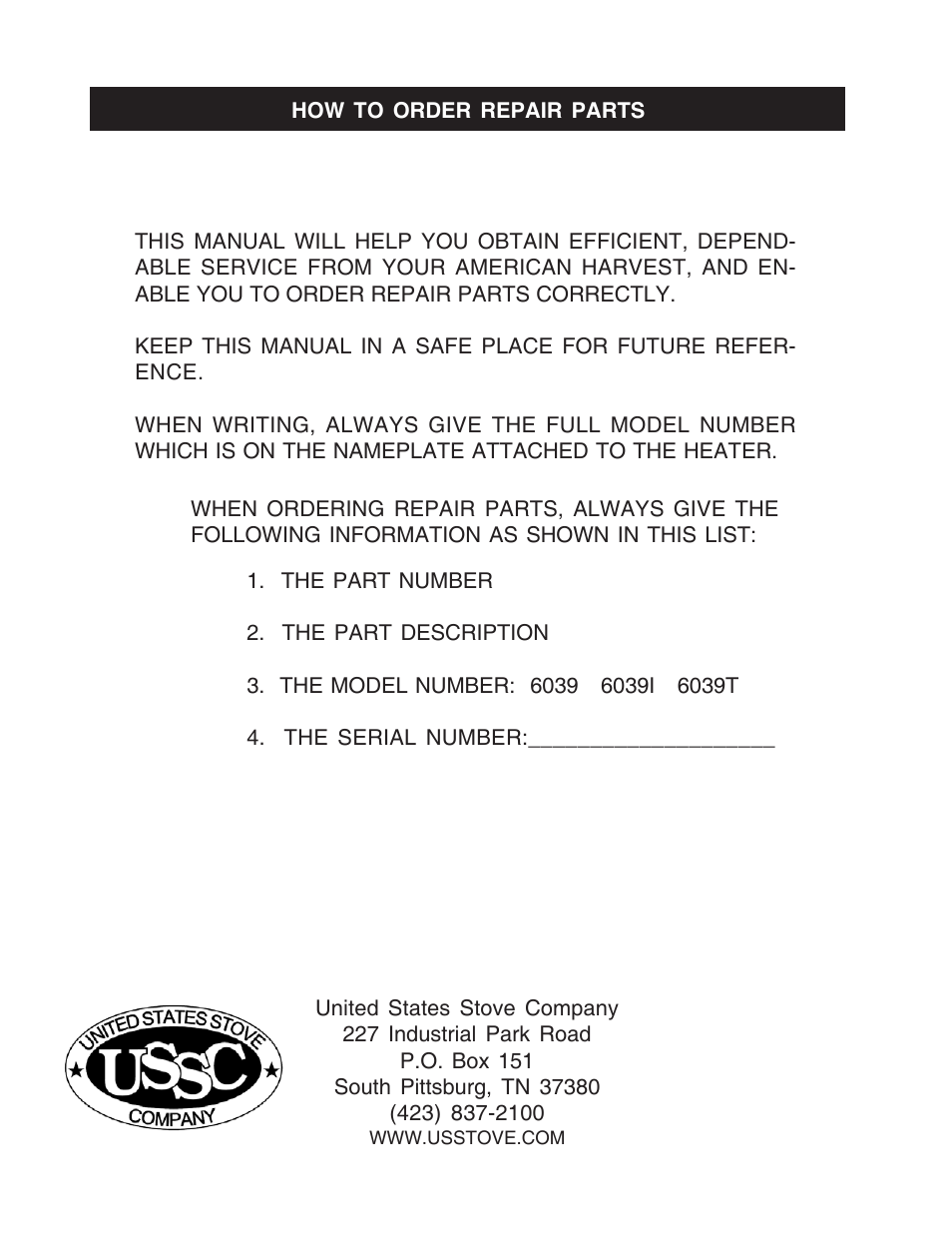 United States Stove Company 6039T User Manual | Page 32 / 32