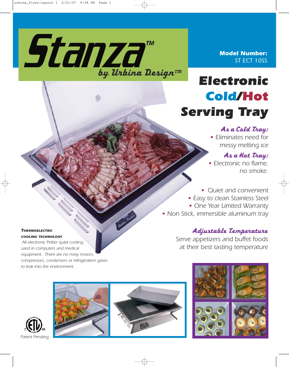Urbina Design Stanza ST ECT 10SS User Manual | 1 page