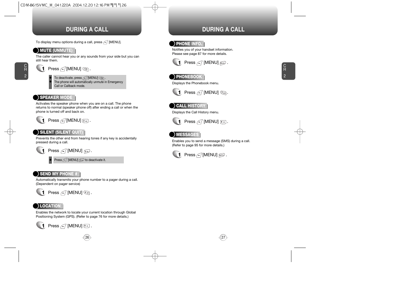 During a call | UTStarcom CDM-8615 User Manual | Page 15 / 66